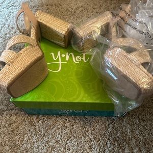 Y.Not? Slope Natural Raffia Open Toe with Ankle Strap